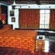 Master bedroom with Kente bedspread.