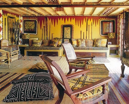 African Heritage House roof room with hand-painted walls by Carol Beckwith and African Heritage artists.
