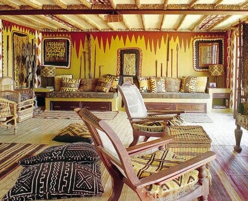 Roof room hand painted by Carol Beckwith and artists of African Heritage.